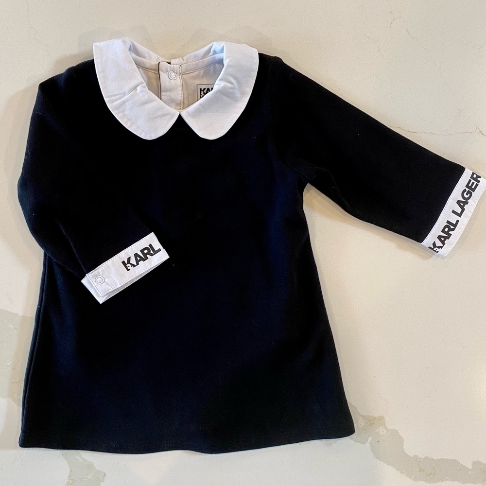 Karl Lagerfeld Collared Black Dress Size 6M